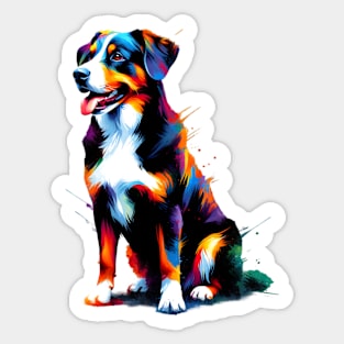 Expressive Appenzeller Sennenhund in Vivid Splash Art Style Sticker